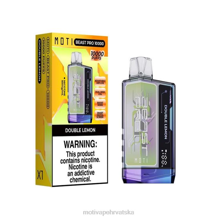 MOTI Vape Kit Hrvatska - MOTI Beast Pro jednokratni vape (5%, 10000 udisaja) dupli limun D6BBZ43