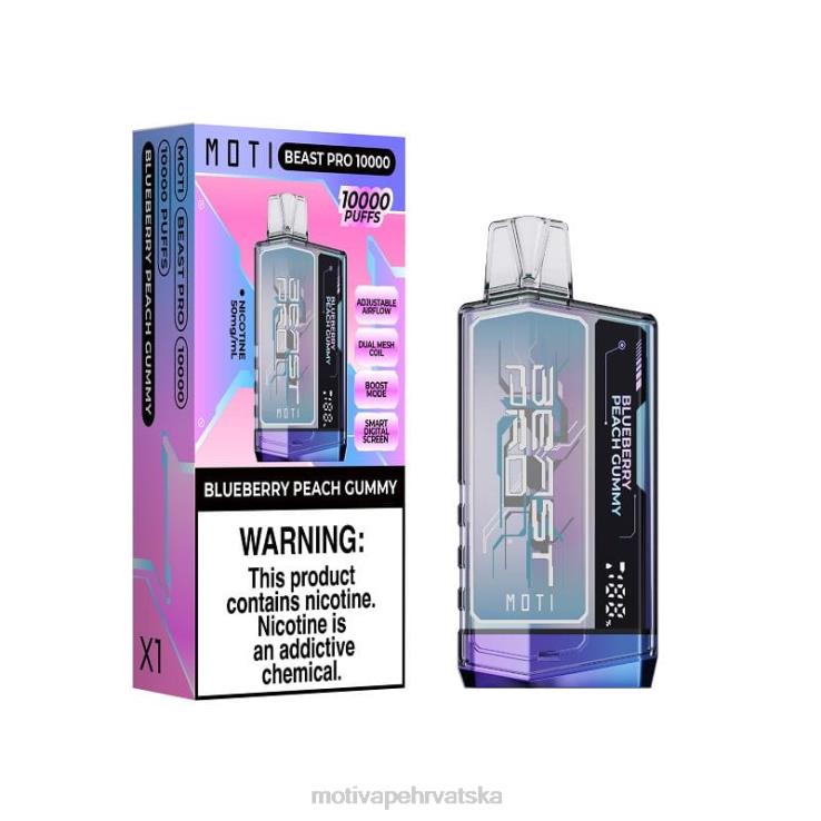 MOTI Vape Price - MOTI Beast Pro jednokratni vape (5%, 10000 udisaja) borovnica breskva gumasta D6BBZ39