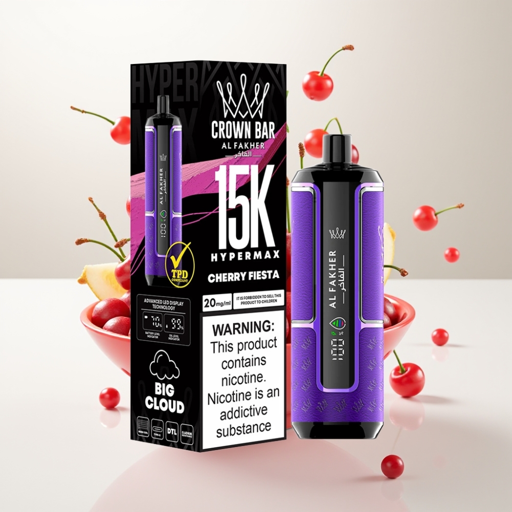 Al Fakher Crown Bar 15K Hypermax Jednokratna Vape Cherry Fiesta, 22ml, 15000 puffova, 6mg/ml, Type-C