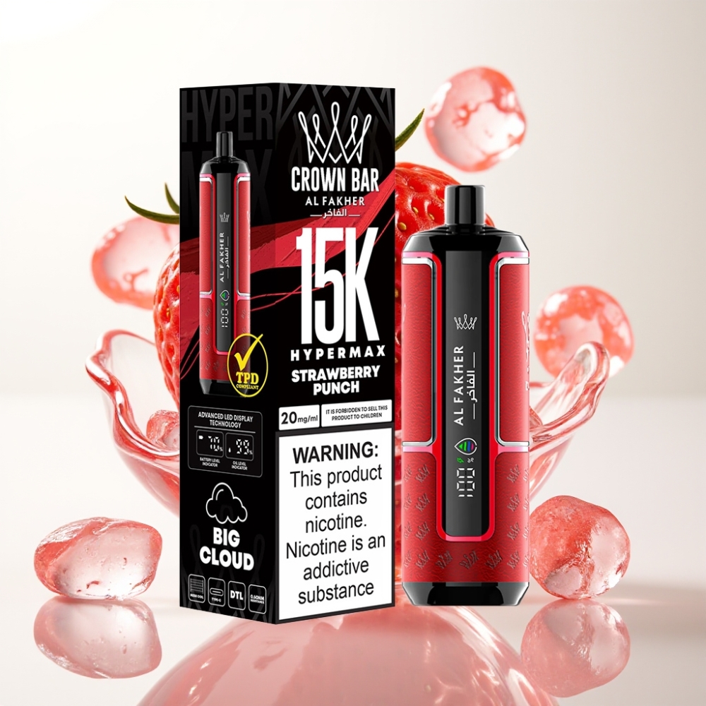 Al Fakher Crown Bar 15K Hypermax Jednokratna Vape – Jagoda Punch, 22ml, 15.000 pufova, 6mg/ml, DTL