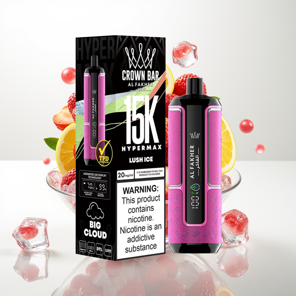 Al Fakher Crown Bar 15K Hypermax Jednokratna Vape Kit Luch Led – 22ml, 15K pufova, 6mg/ml, DTL, Type-C