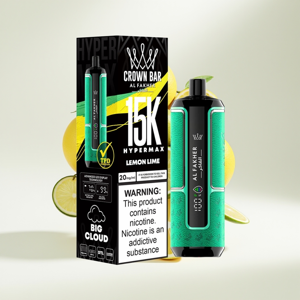 Al Fakher Crown Bar 15K Hypermax Jednokratna Vape Limun Limeta – 22ml, 15K pufova, 6mg/ml, DTL, Type-C