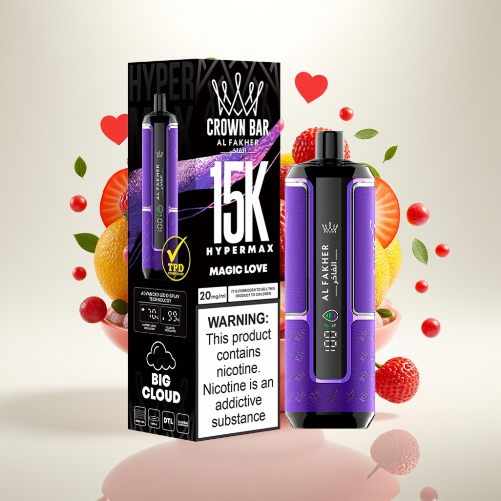 Al Fakher Crown Bar 15K Hypermax Jednokratna Vape Magic Ljubav – 22ml, 15000 puffova, 6mg/ml, DTL, Type-C