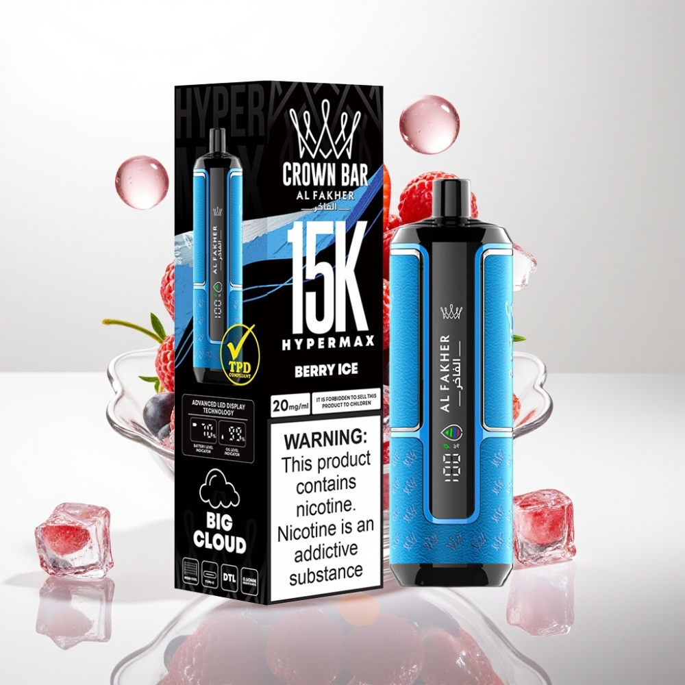 Al Fakher Crown Bar 15K Hypermax Jednokratna Vape Pen – 22ml, 15K pufova, 6mg/ml, DTL, Berry Ice