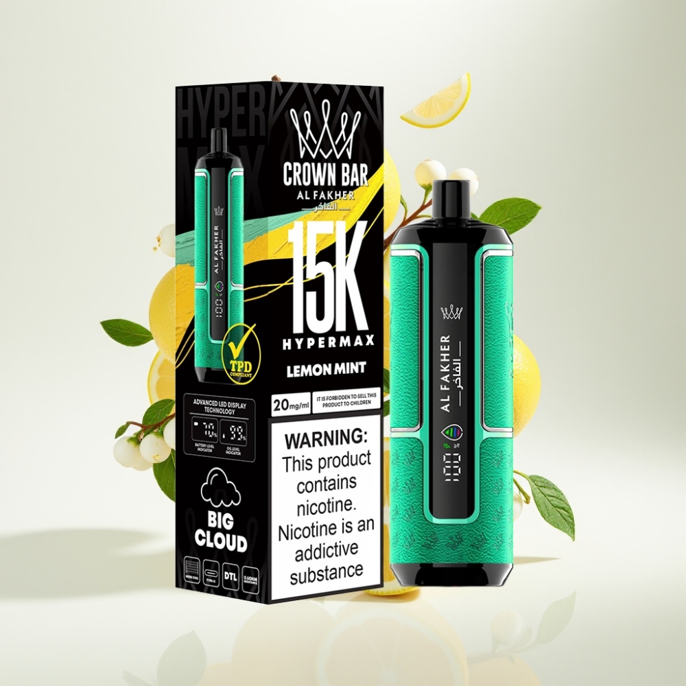 Al Fakher Crown Bar 15K Hypermax Jednokratna Vape Pen Limeta Metvica – 22ml, 15K pufova, 6mg/ml, DTL, Type-C