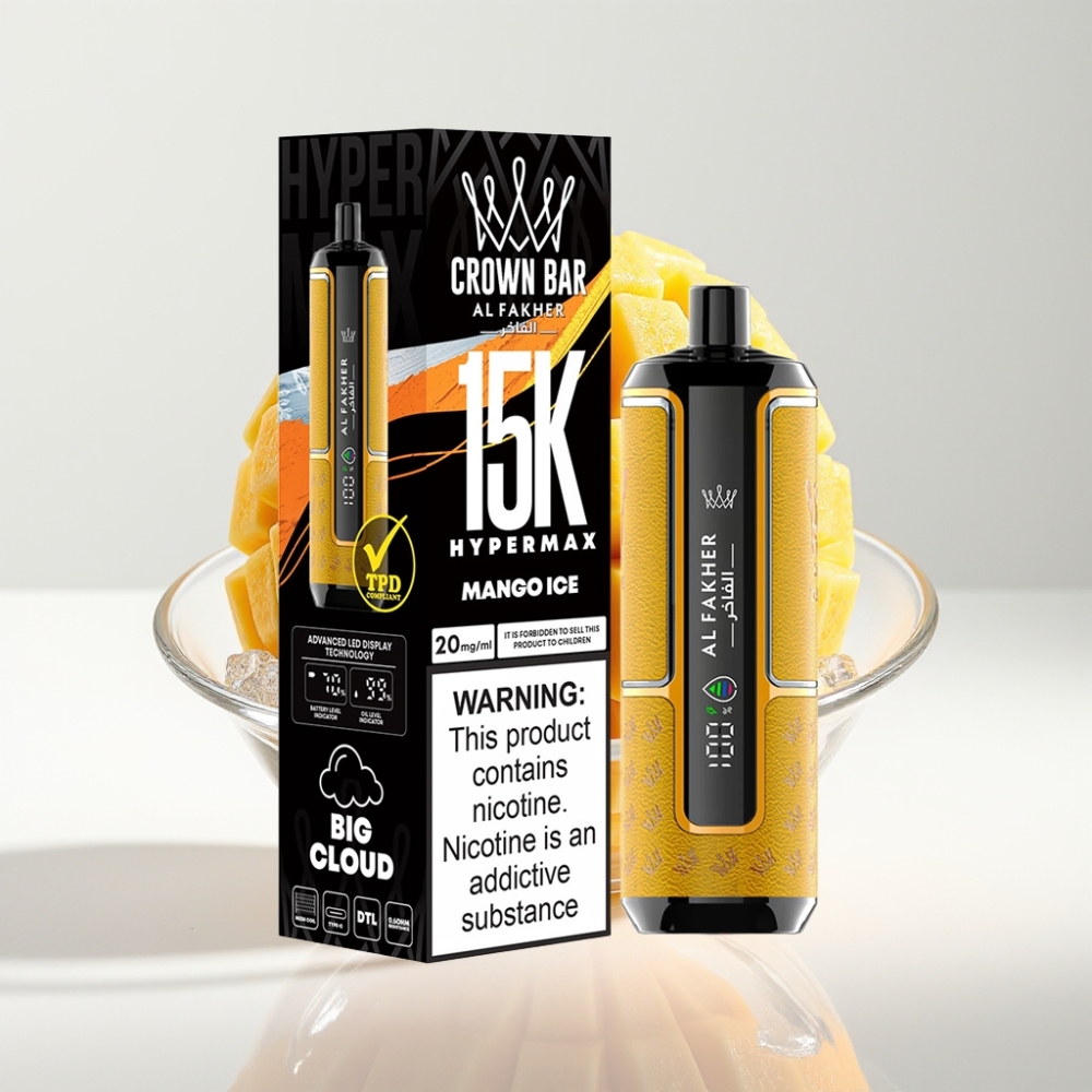 Al Fakher Crown Bar 15K Hypermax Jednokratna Vape Pen Mango Led 22ml/15K pufova/6mg