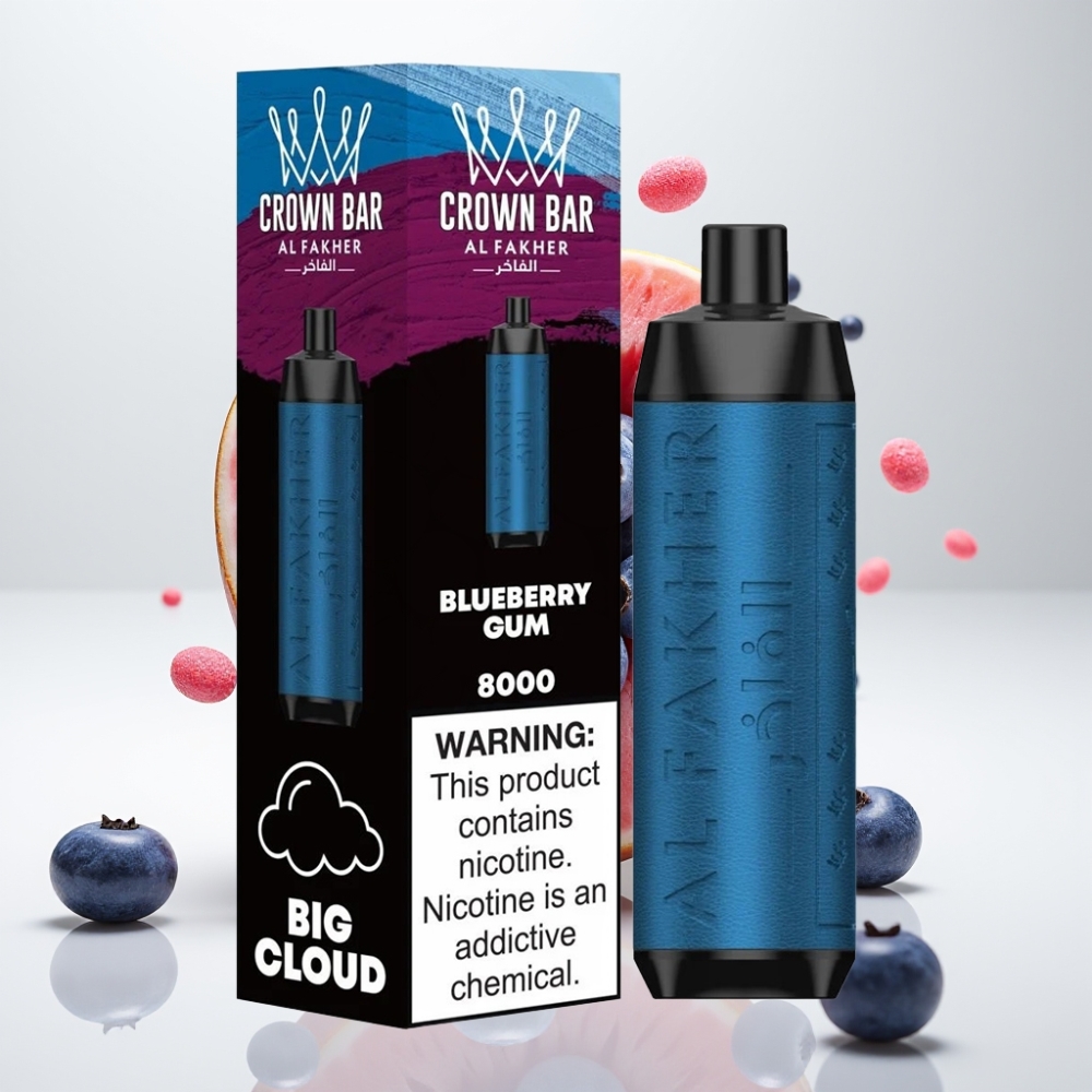 Al Fakher Crown Bar 8000 Kristal Jednokratna Vape Borovnica Žvakaća 18ml/8000puffova/5mg/0.6ohm