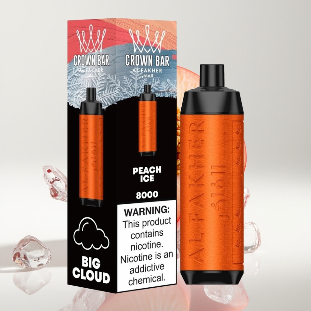 Al Fakher Crown Bar 8000 Kristal Jednokratna Vape Breskva Led 8000 Puffova, 18ml, 5mg, USB-C