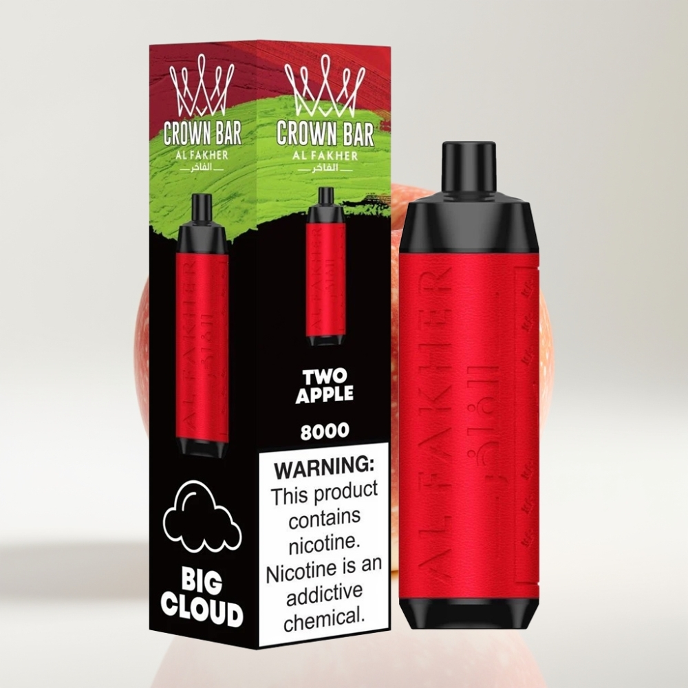 Al Fakher Crown Bar 8000 Kristal Jednokratna Vape Dvije Jabuke – 8000 Puffova, 18ml, 5mg Nikotina, USB-C