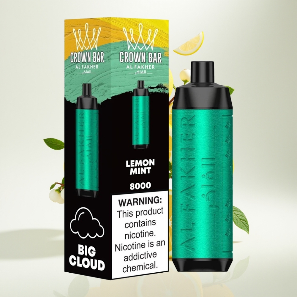 Al Fakher Crown Bar 8000 Kristal Jednokratna Vape Limeta Metvica – 18ml, 8000 Pufova, 5mg Nikotina, USB-C