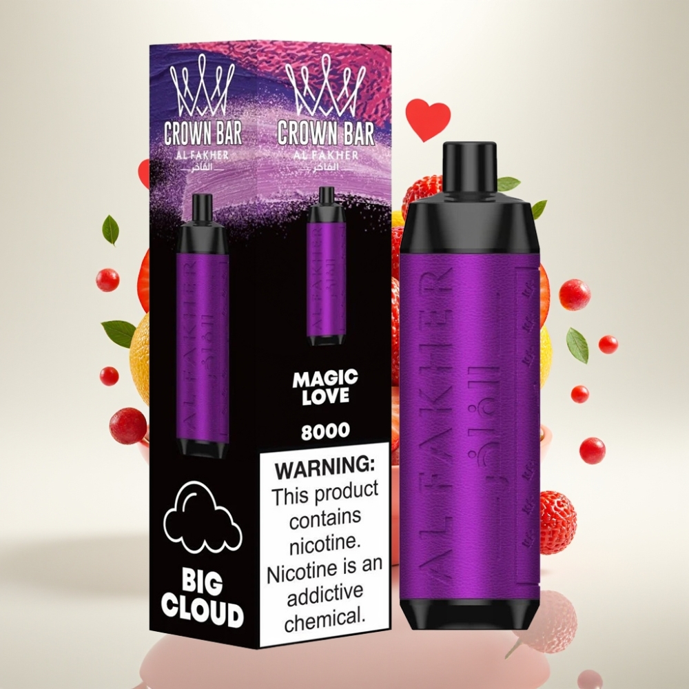Al Fakher Crown Bar 8000 Kristal Jednokratna Vape Magic Love – 18ml/8000 Puffova, 5mg Nikotina, USB-C, 600mAh