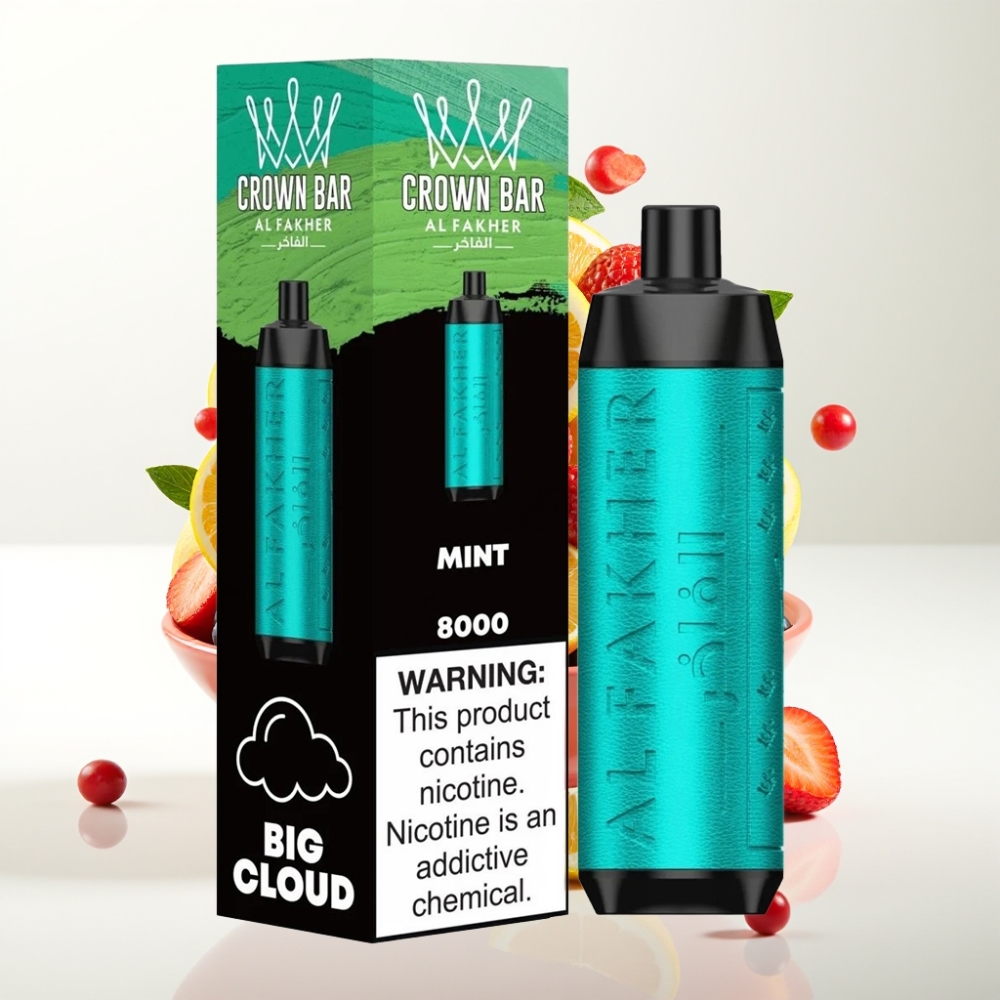 Al Fakher Crown Bar 8000 Kristal Jednokratna Vape Menta – 18ml/8000 povlačenja/5mg nikotina