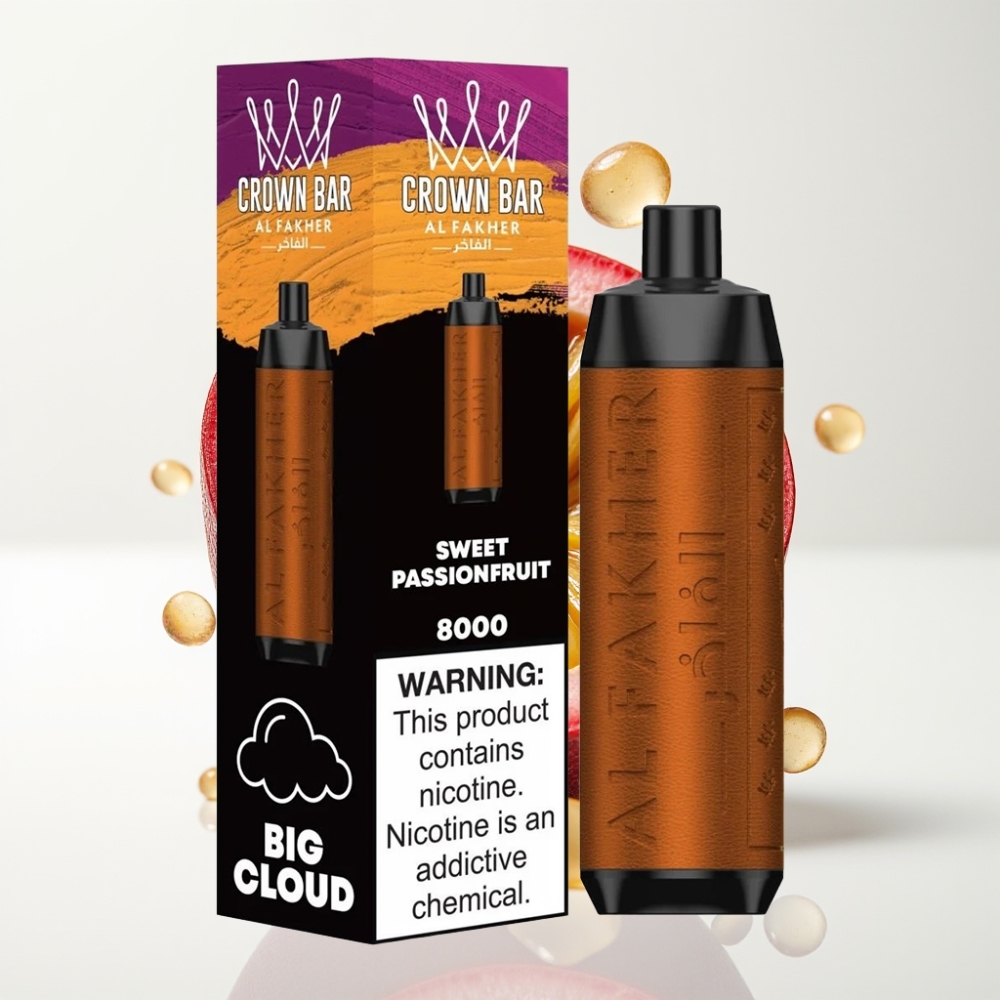 Al Fakher Crown Bar 8000 Kristal Jednokratna Vape Slatka Marakuja – 18ml/8000 Puffova/5mg Nikotina/USB-C