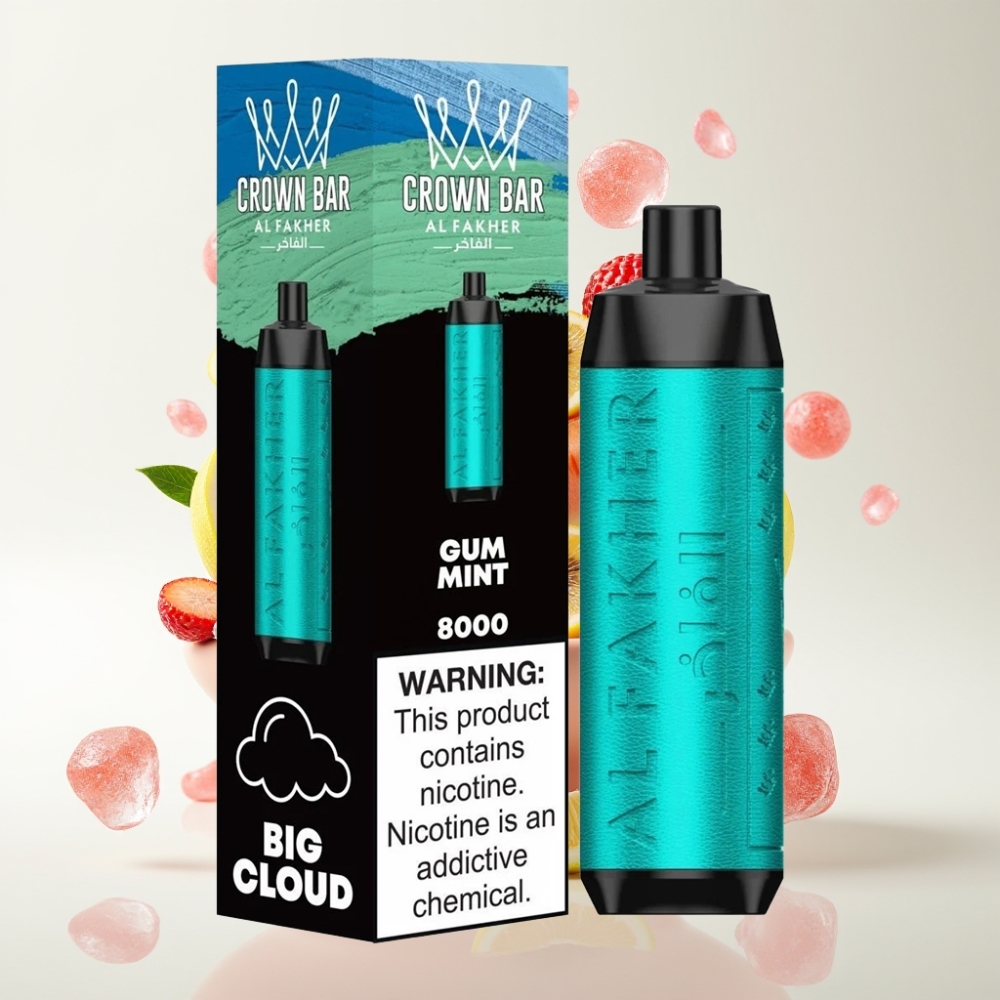 Al Fakher Crown Bar 8000 Kristal Jednokratna Vape Žvakaća Menta Al Fakher Crown Bar 8000 Kristal Jednokratna Vape 18ml tekućine, 8000 pufova, 5mg nikotina, USB-C