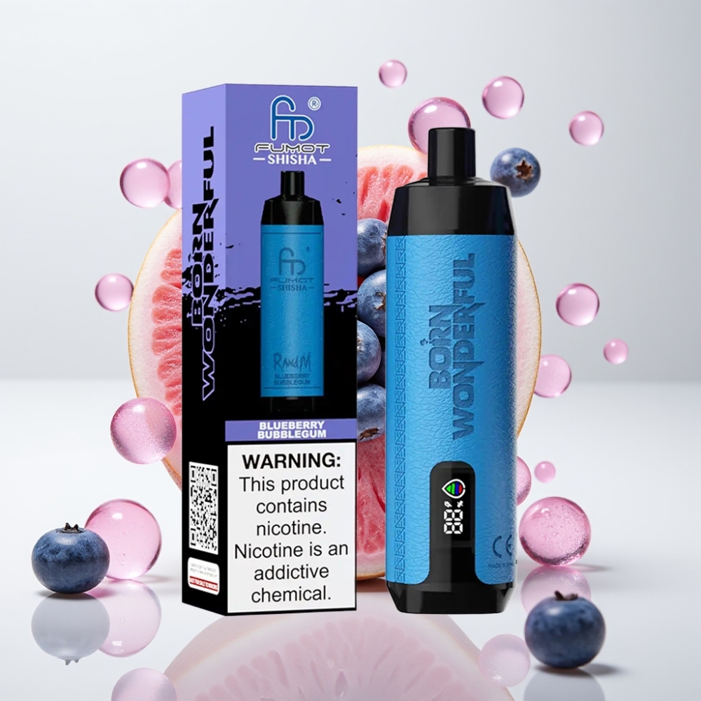 RandM Fumot Shisha 10000 Puffova Jednokratna Vape Borovnica Žvakaća Guma, 18ml, 850mAh, Tip-C