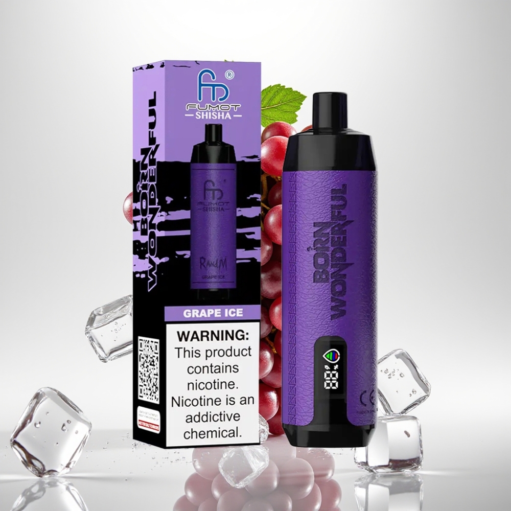 RandM Fumot Shisha 10000 Puffova Jednokratna Vape Grožđe Led 18ml 850mAh Type-C 0.5% Nikotina