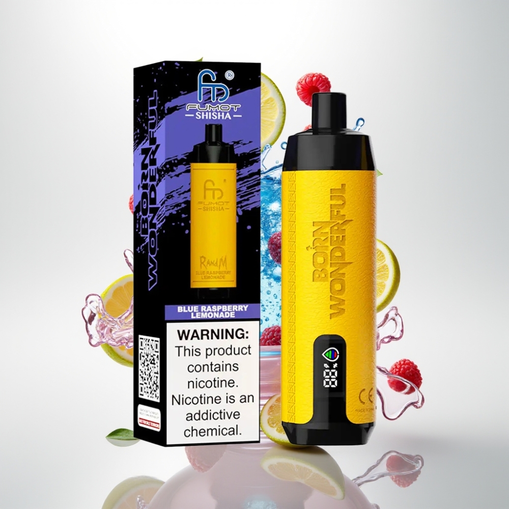 RandM Fumot Shisha 10000 Puffova Jednokratna Vape Plavi Malina Limunada 18ml 850mAh 0.6ohm Type-C