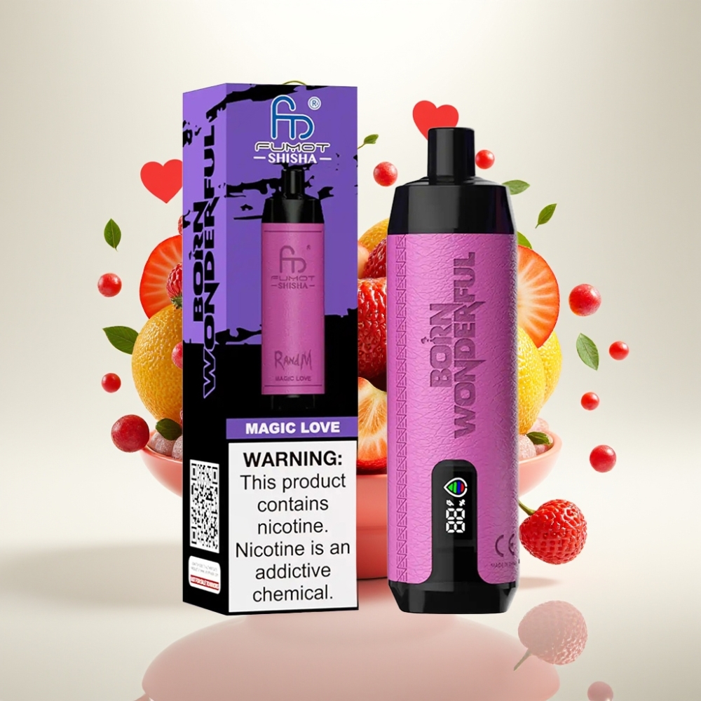 RandM Fumot Shisha 10000 Pufova Jednokratna Vape Magic Ljubav: 18ml, 850mAh, 0.6ohm, Type-C, 0.5% Nikotina