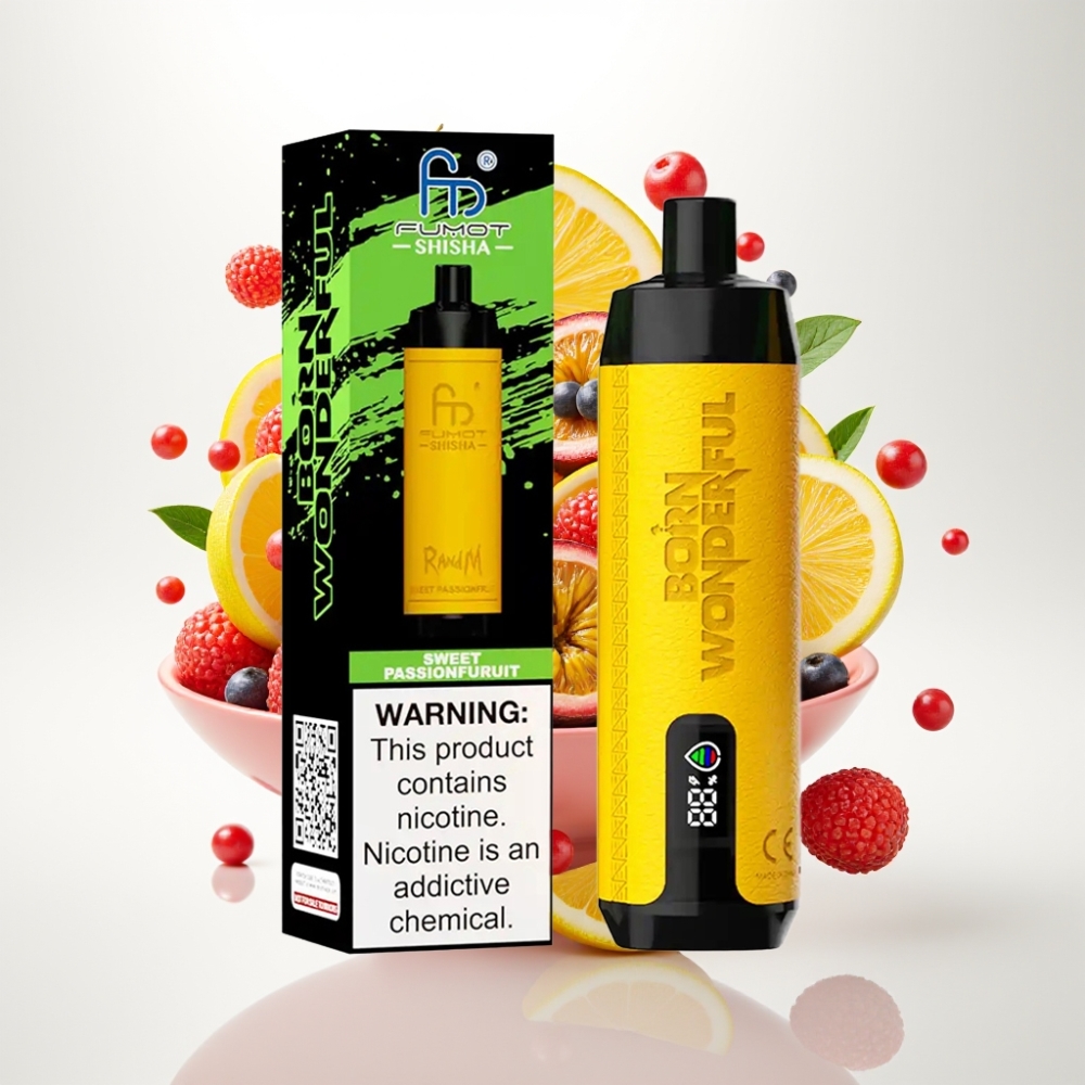 RandM Fumot Shisha 10000 Pufova Jednokratna Vape Slatka Pasiflora – 18ml, 850mAh, USB-C