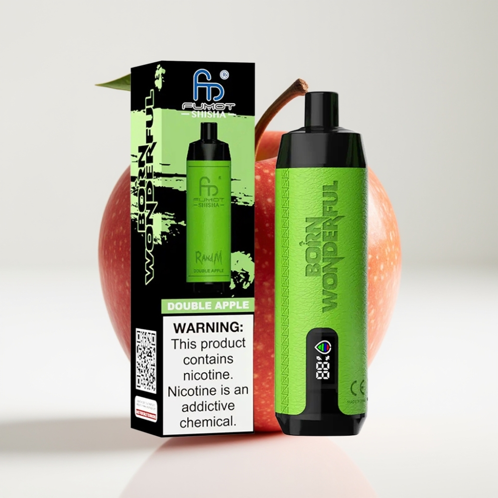 RandM Fumot Shisha 10000 Puhova Jednokratna E-cigareta Dvostruka Jabuka – 18ml, 850mAh, Type-C