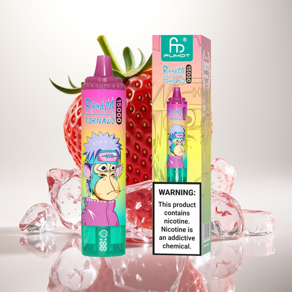 RandM Fumot Tornado 15000 Puffs Jednokratna Vape Jagoda Led 25ml/850mAh/Mesh Coil/Tip-C/LCD