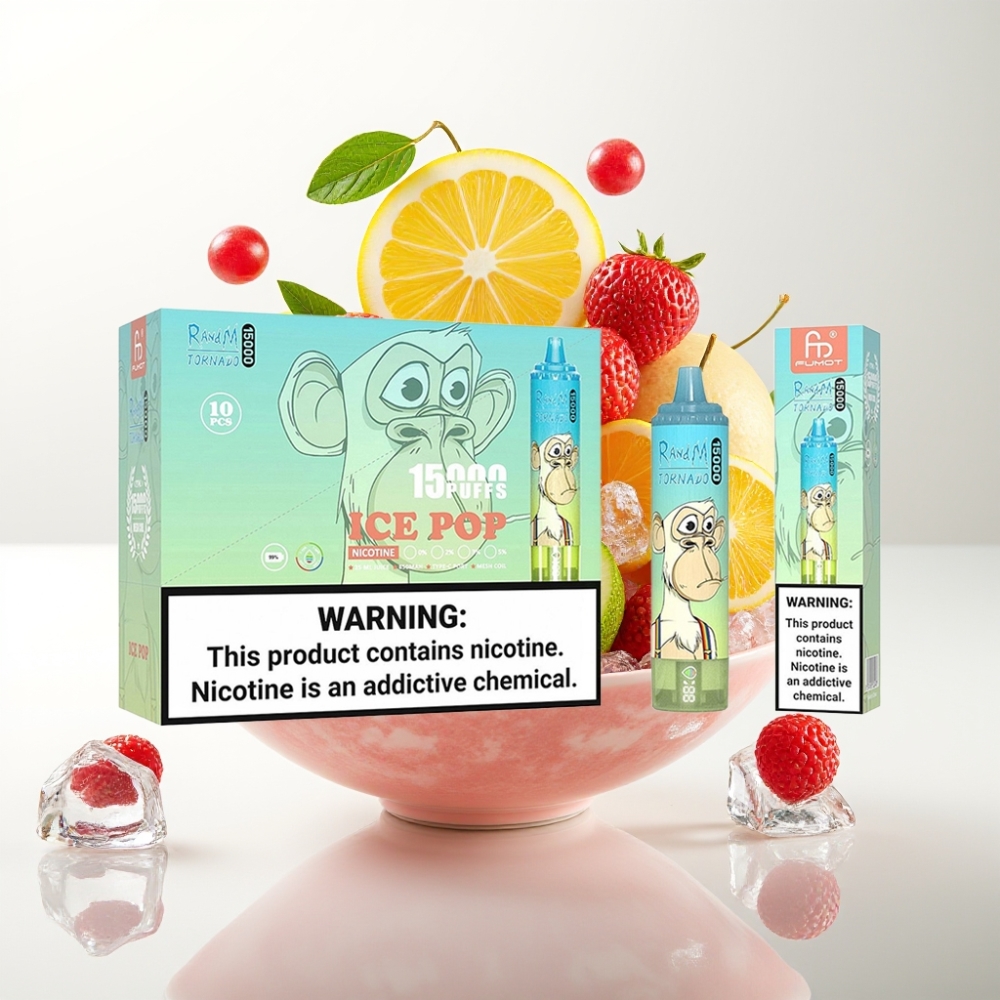 RandM Fumot Tornado 15000 Puffs Jednokratna Vape Ledeni Sladoled – 25ml, 850mAh, Mesh Coil, Tip-C, LCD