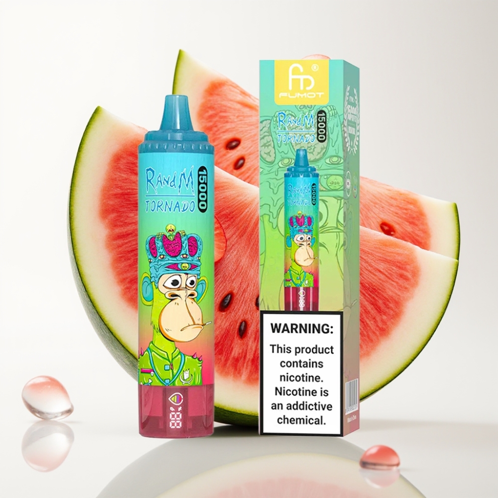 RandM Fumot Tornado 15000 Puffs Jednokratna e-Cigareta Jagoda Lubenica – 25ml, 850mAh, Mesh Coil, Type-C, LCD