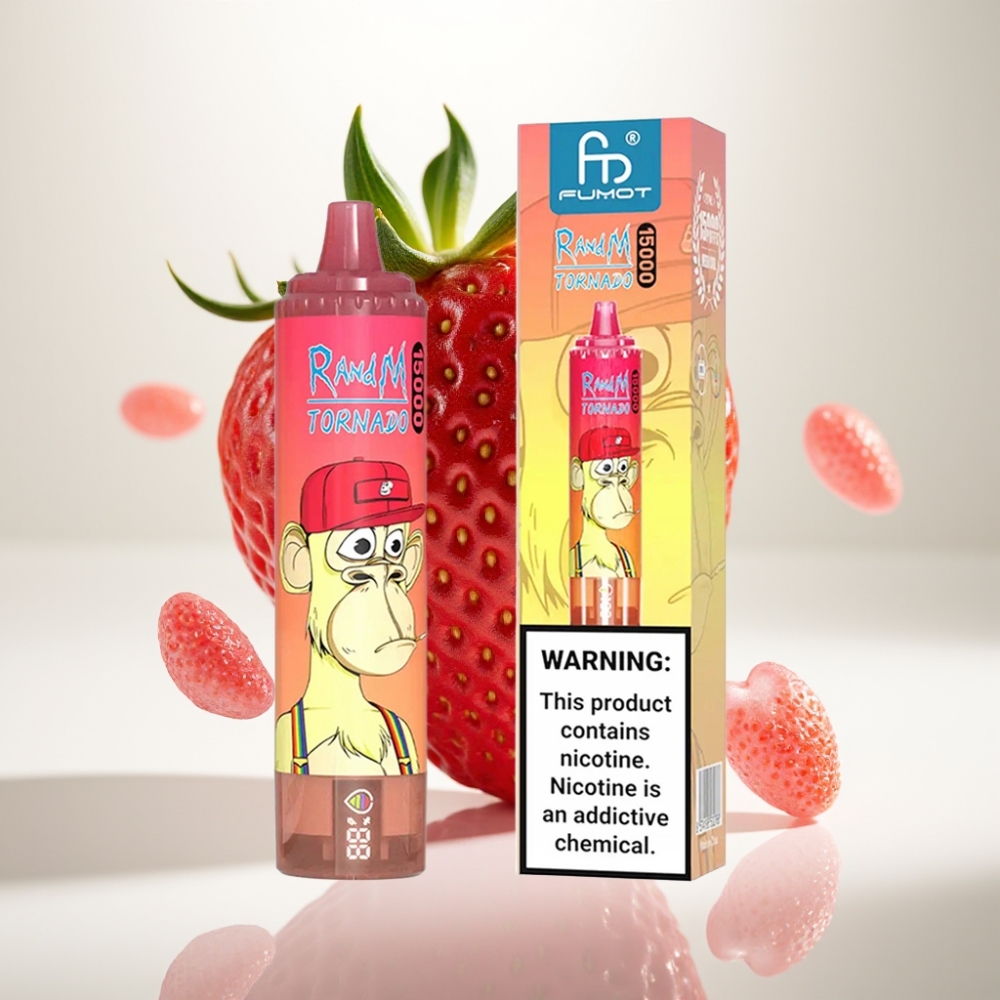 RandM Fumot Tornado 15000 Puffs Jednokratna e-cigareta Jagoda Red Bull, 25ml, 850mAh, Mesh Coil, LCD