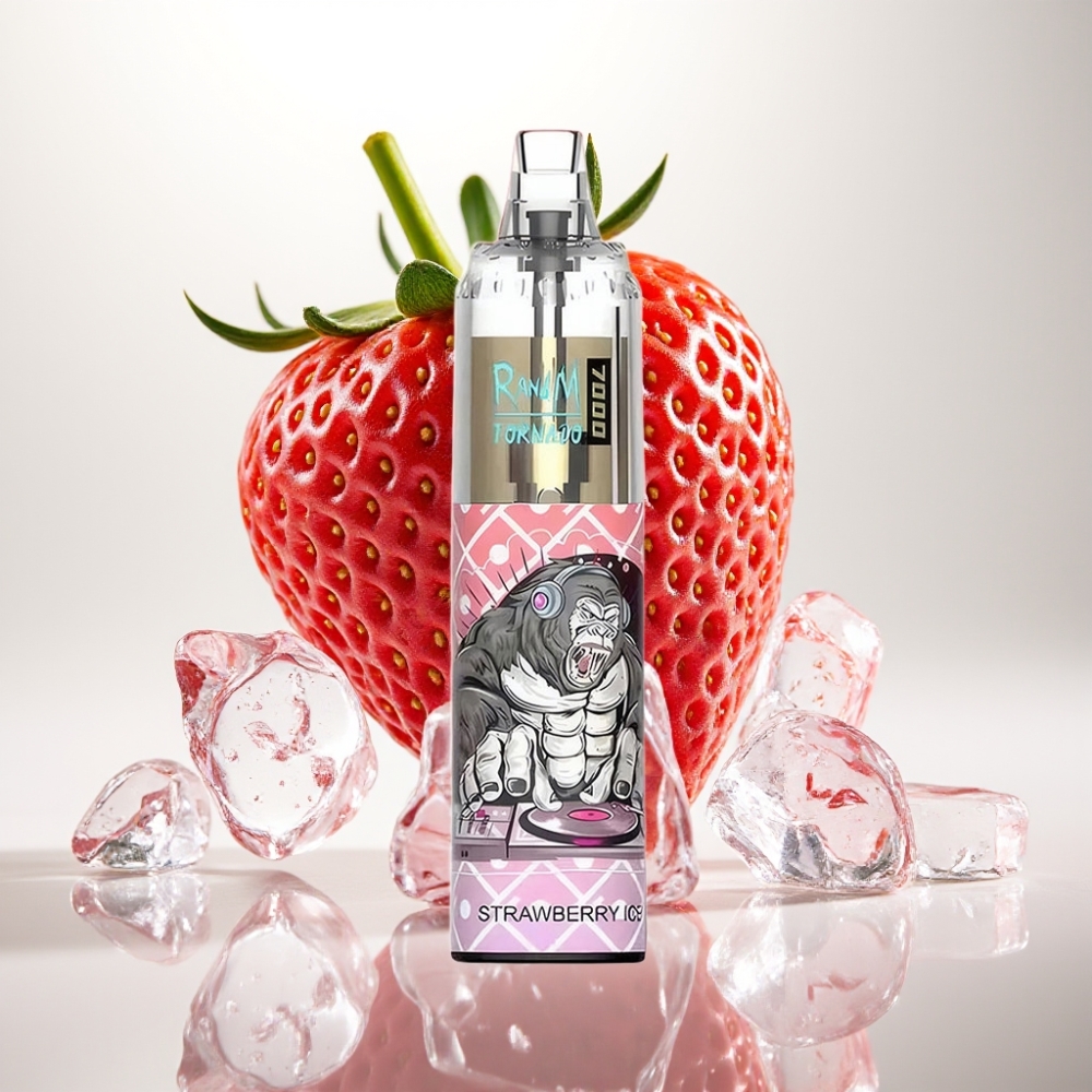 RandM Fumot Tornado 7000 Jednokratna Vapa Jagoda Led 7000 Puffova, 14 ML Tekućine, 850 MAH, Mesh Coil, Type-C, RGB, 0-5% Nikotina, Air-Adjustable