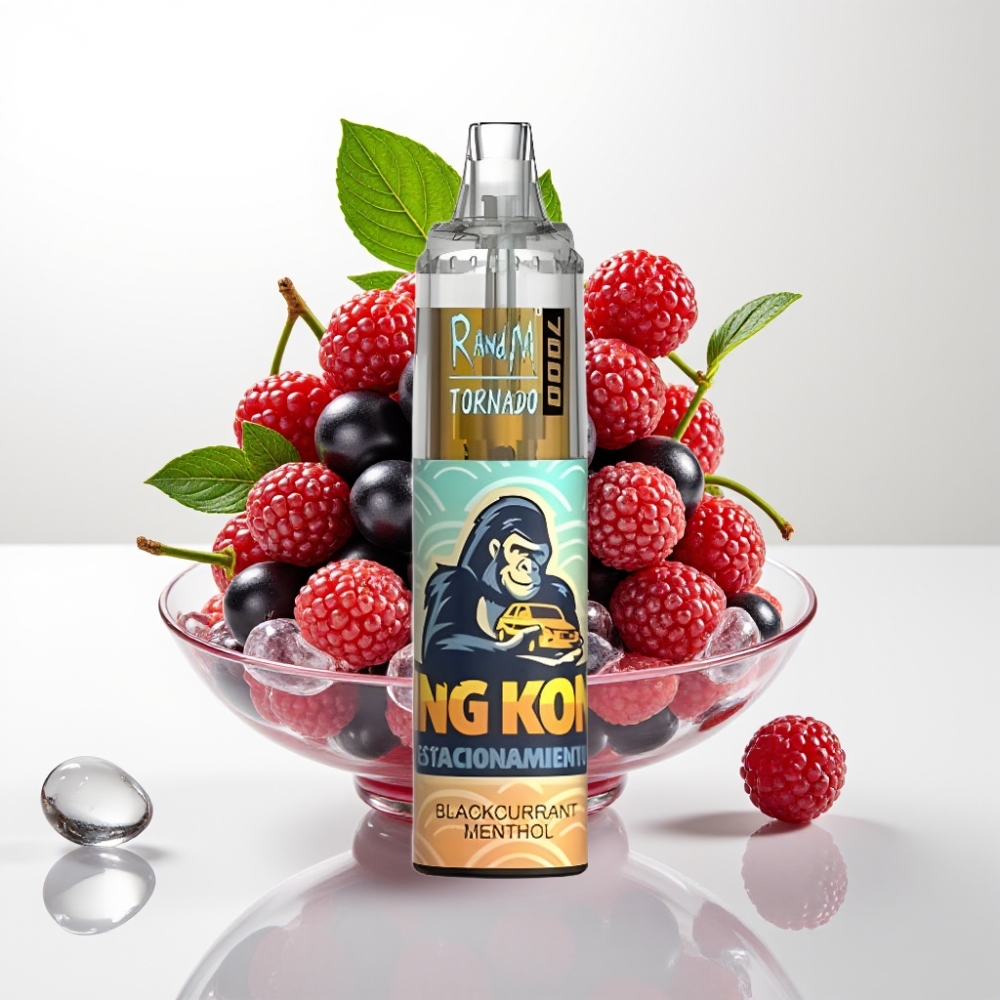 RandM Fumot Tornado 7000 Jednokratna Vape Crni Ribiz & Mentol: 7000 Puffova, 14 ML Tekućine, 850 MAH, Mesh Coil, Type-C, RGB, 0-5% Nikotina, Air-Adjustable