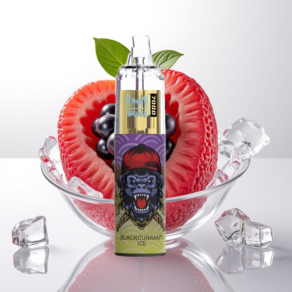 RandM Fumot Tornado 7000 Jednokratna Vape Crni Ribizl Led 14ML, 850MAH, Mesh, Type-C, RGB, Zračna Regulacija