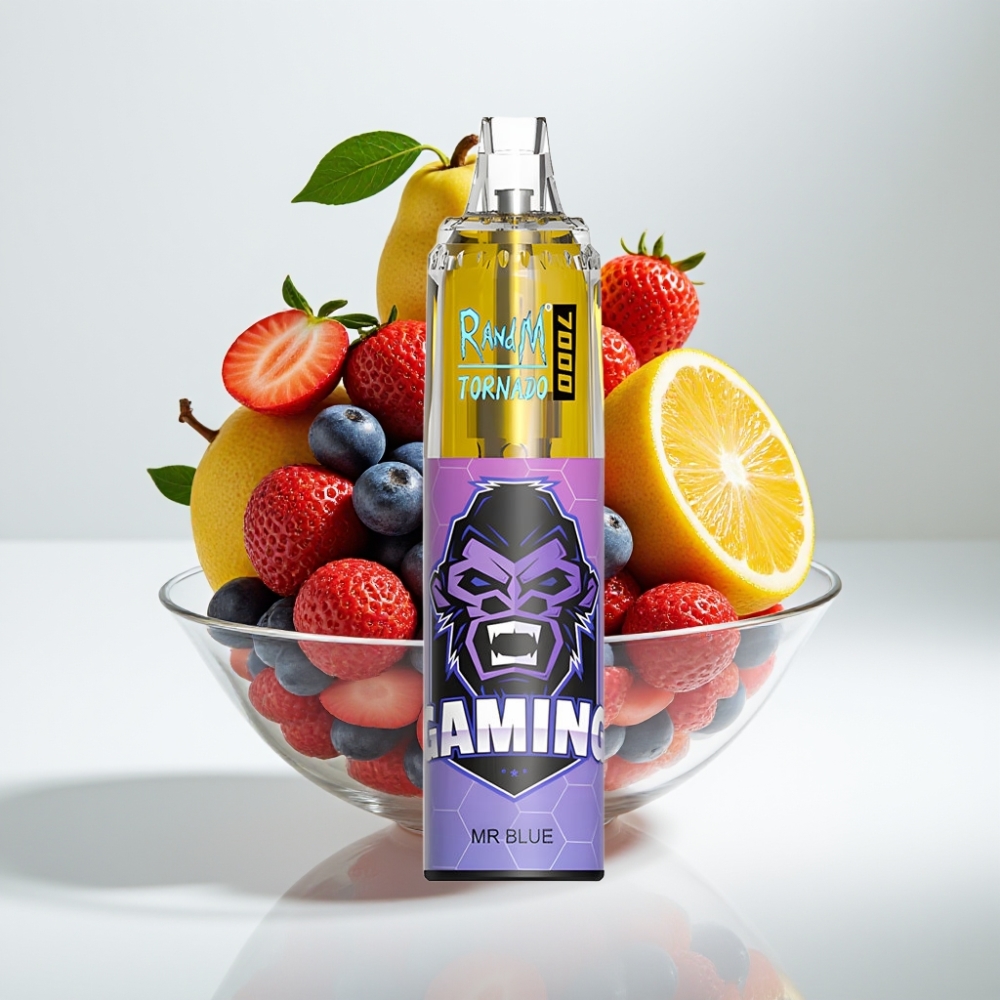 RandM Fumot Tornado 7000 Jednokratna Vape Dr. Plavi 7000 Pufova, 14 ML Tekućine, 850 MAH, Mrežasti Coil, Type-C, RGB, 0-5% Nikotina, Air-Adjustable