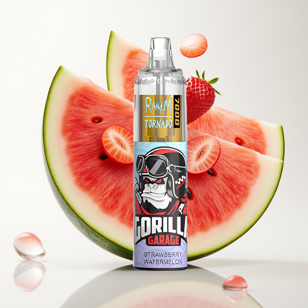 RandM Fumot Tornado 7000 Jednokratna Vape Jagoda Lubenica – 7000 Puffova, 14 ML Tekutine, 850 MAH, Mesh Coil, Type-C, RGB, 0-5% Nikotina, Air-Adjustable