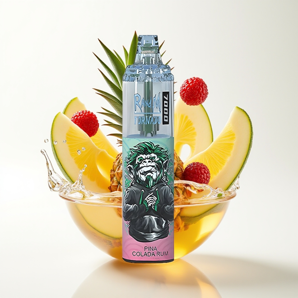 RandM Fumot Tornado 7000 Jednokratna Vape Pina Kolada Rum – 7000 Puffova, 14 ML Tekutine, 850 MAH, Mesh Zavojnica, Type-C, RGB Svjetlo, 0-5% Nikotina, Podesivi Zrak