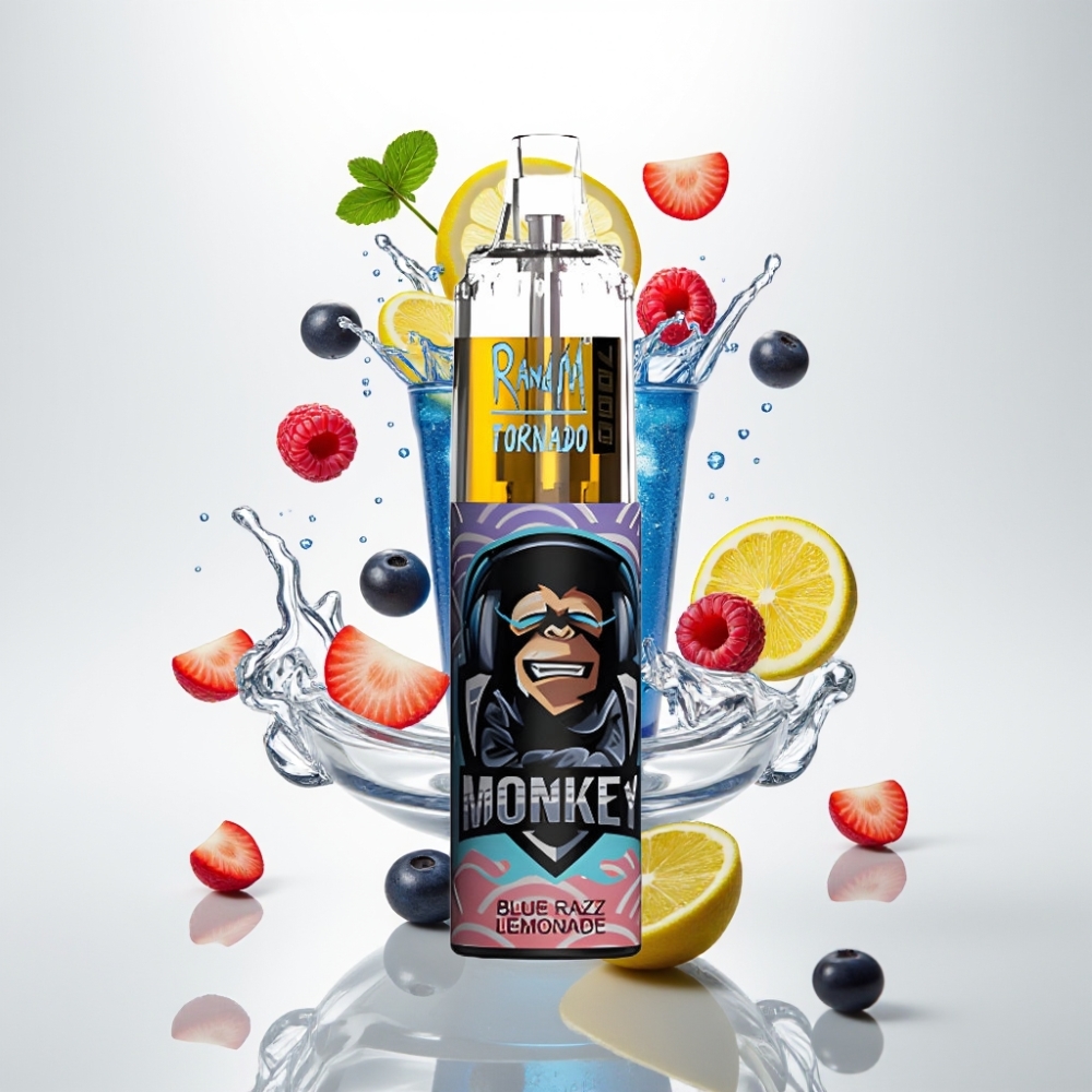 RandM Fumot Tornado 7000 Jednokratna Vape Plavi Razz Limunada – 14ML, 850MAH, Mesh Coil, Type-C, RGB, 0-5% Nikotina, Air-Adjustable