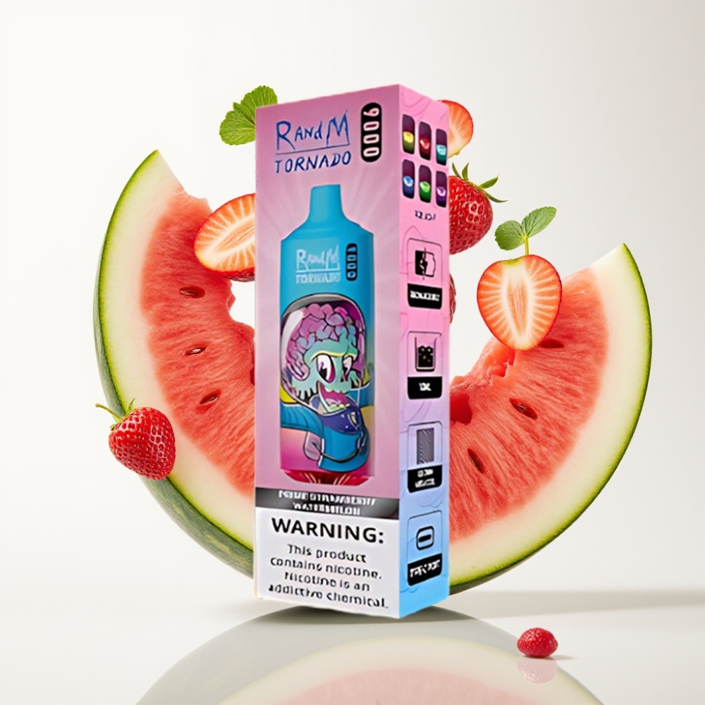 RandM Fumot Tornado 9000 Puffs Jednokratna Vape Jagoda Lubenica – 9000 Puffova, 850 mAh, 18 mL, Mesh Coil, RGB Display, 54 Okusa