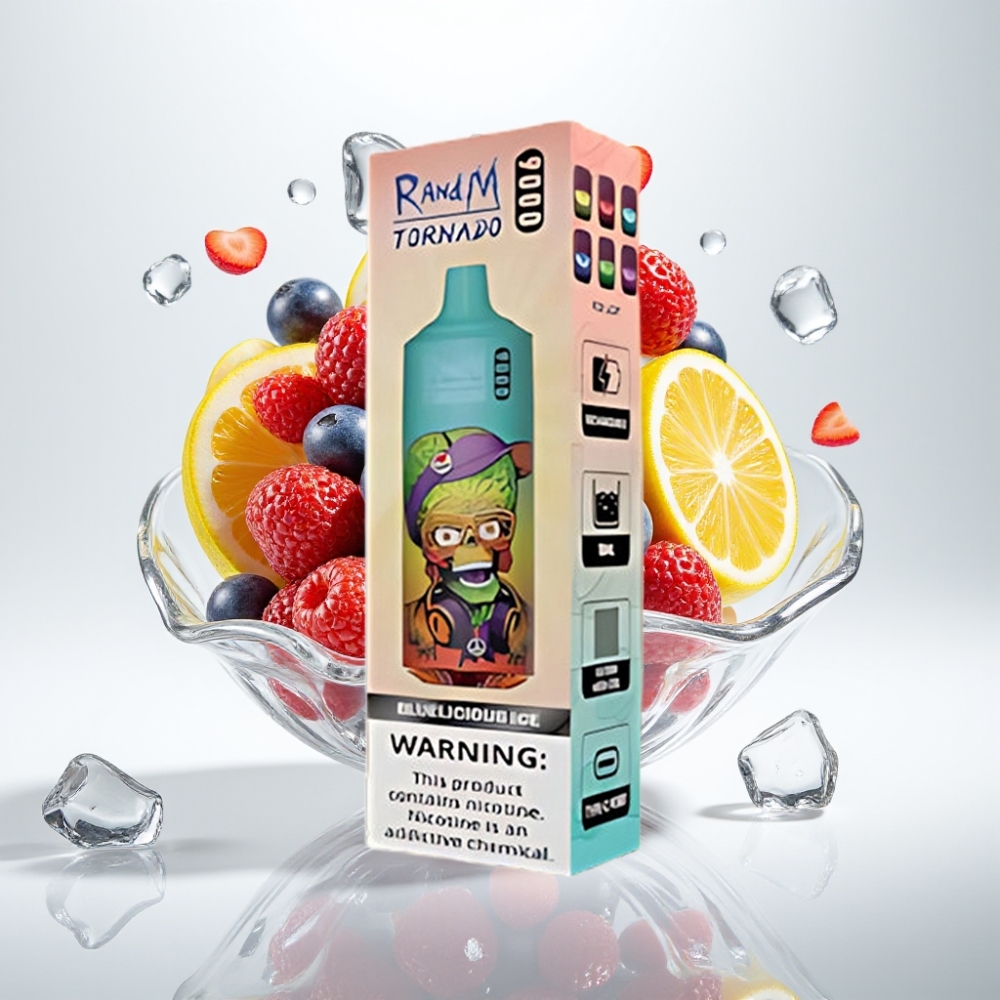 RandM Tornado 9000 Pufova – 9000 Pufova, 850 mAh, 18 mL, Mrežasti svitak, RGB Display, 54 Okusa – Plavi Ledeni Ukus