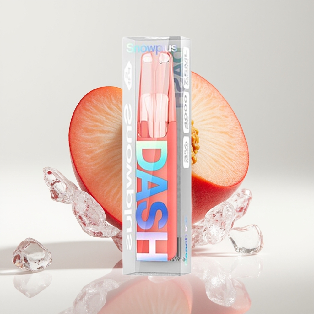 Snowplus Dash 4000 Pufova Jednokratni Uređaj Peach Ice – Keramički Atomaizator, 7.5 ml, 3%/5% Nikotina
