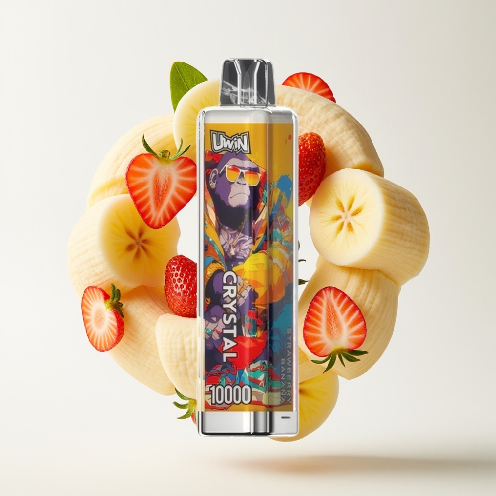 UWIN Crystal 10000 Puffova Jednokratna Vape Jagoda-Banana, 18ml/650mAh/Type-C/0.8 Ohm/RGB