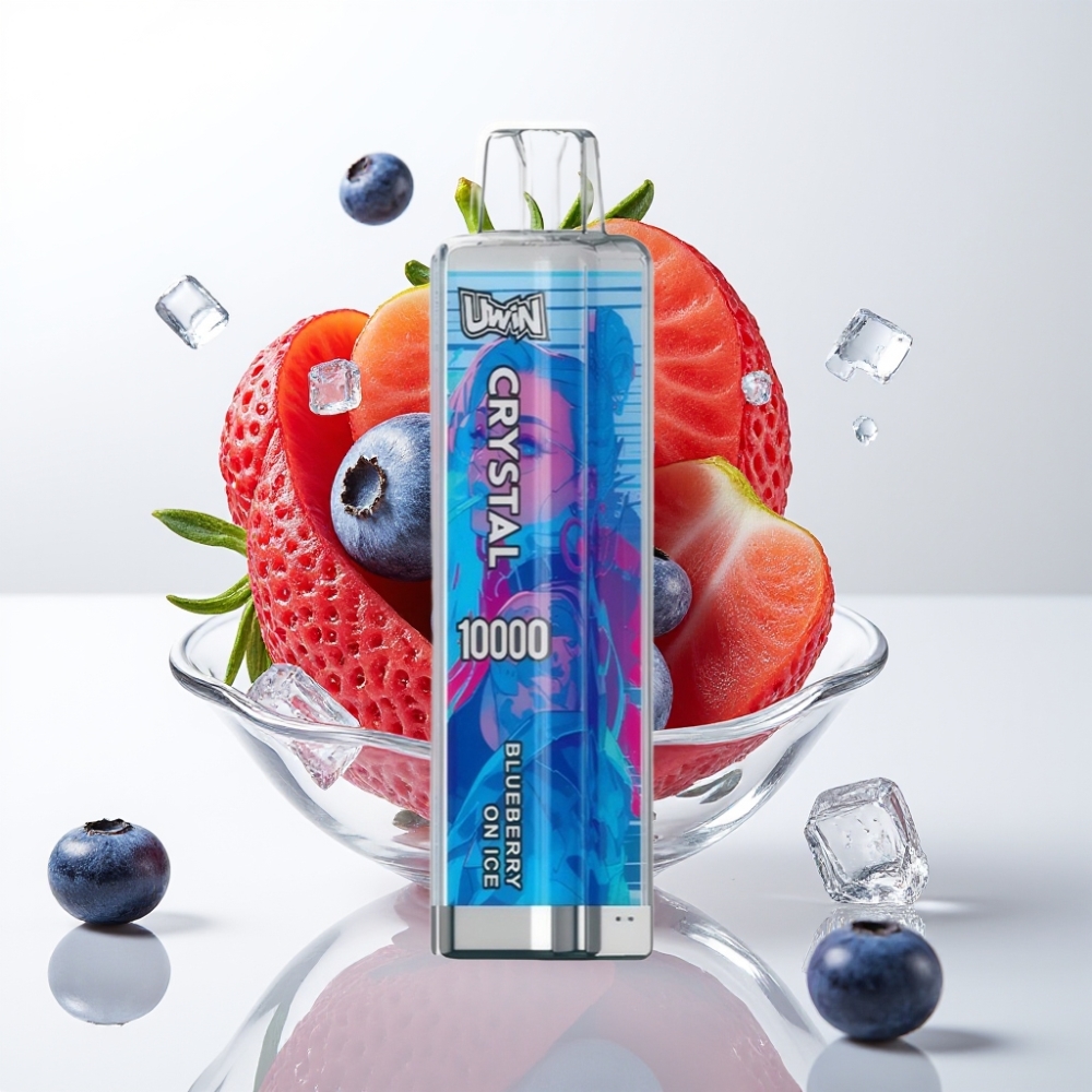 UWIN Crystal 10000 Puffs Jednokratna Vape Borovnica Na Ledu - 18ml, 650mAh, 0.8 Ohm, RGB, Type-C