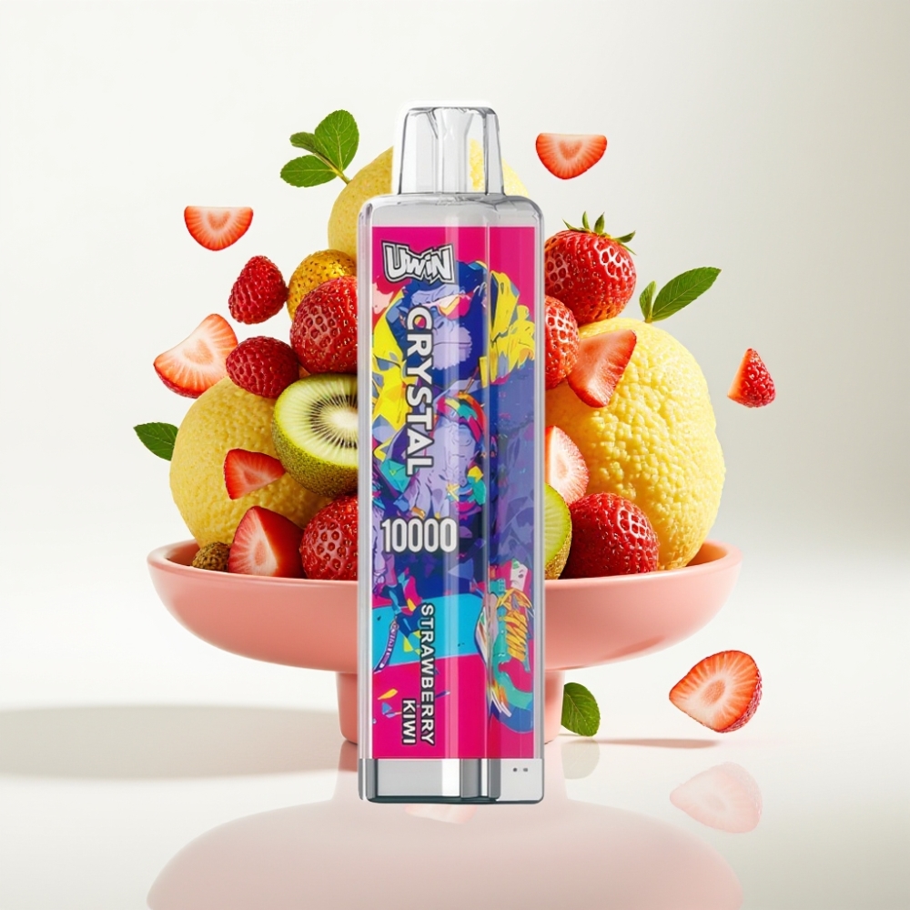 UWIN Crystal 10000 Puffs Jednokratna Vape Jagoda-Kivi – 18ml, 0.8 Ohm, 10.000 pufova, RGB svjetla, Type-C punjenje