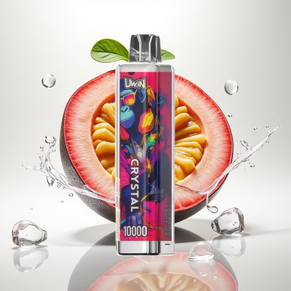 UWIN Crystal 10000 Puffs Jednokratna Vape Passion Fruit Ice – 18ml, 650mAh, RGB, 0/2/3/5% nikotina, Type-C