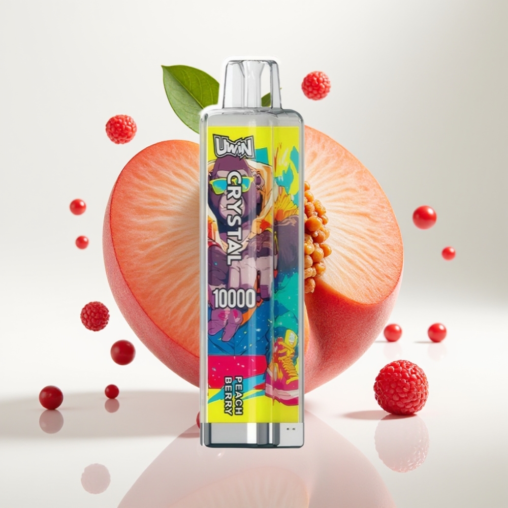 UWIN Crystal 10000 Pufova Jednokratna Vape Breskva Bobica – 18ml, 0.8 Ohm, RGB, Type-C punjenje