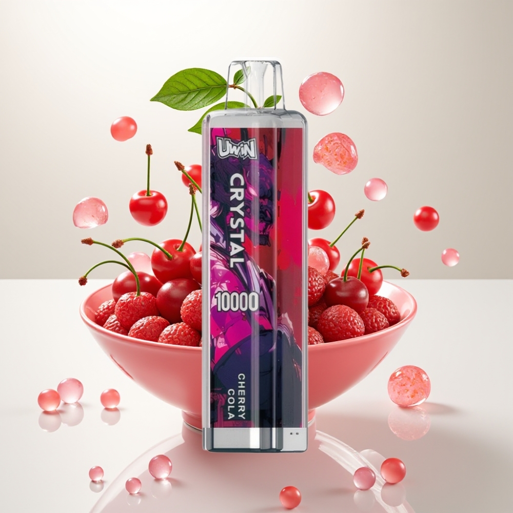 UWIN Crystal 10000 Pufova Jednokratna Vape Trešnja Kola – 18ml, 0.8Ω mrežasti svitak, 650mAh, RGB svjetla