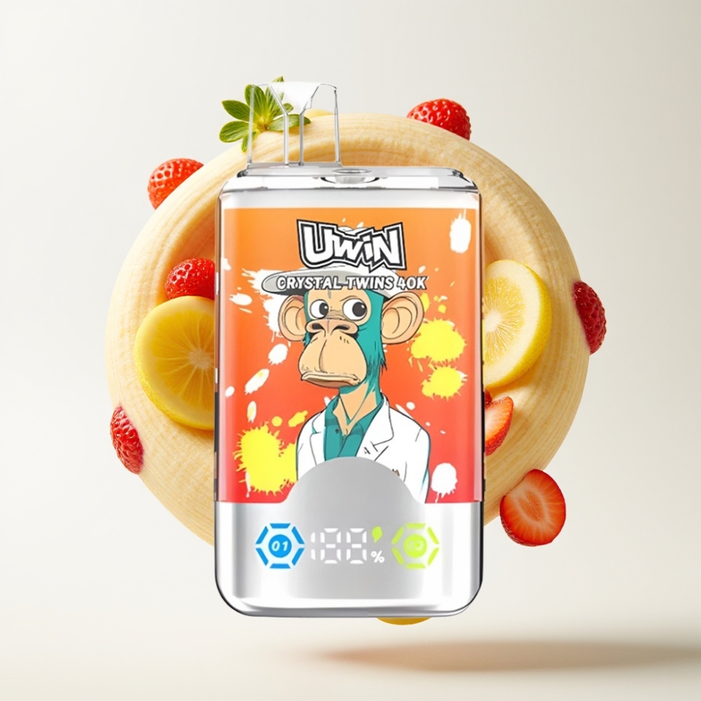 UWIN Crystal Twins 40000 Puffova – Dvostruki Okus Jagoda-Banana, 32ml, 850mAh, Type-C