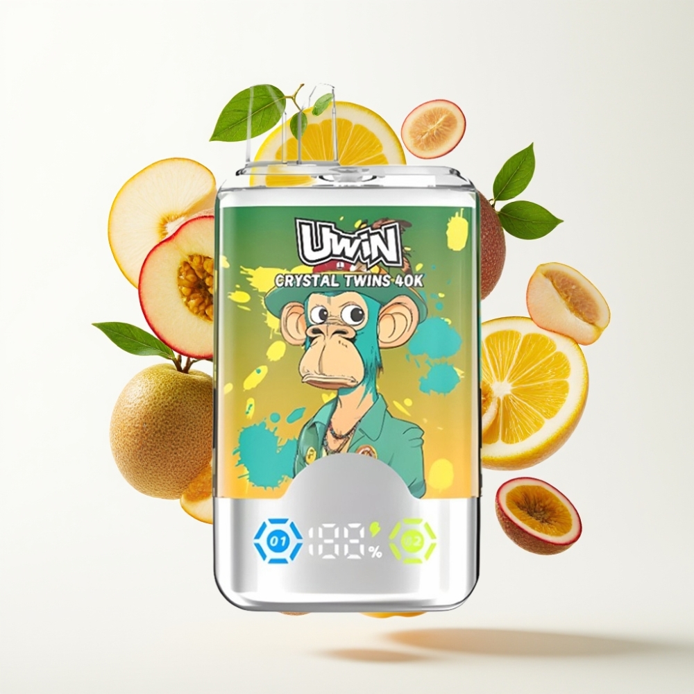 UWIN Crystal Twins 40000 Puffova – Dvostruki Okus (Kivi/Marakuja/Guava/Dvije Jabuke), 32ml, 850mAh, Type-C, 0.6 Ohm Mesh