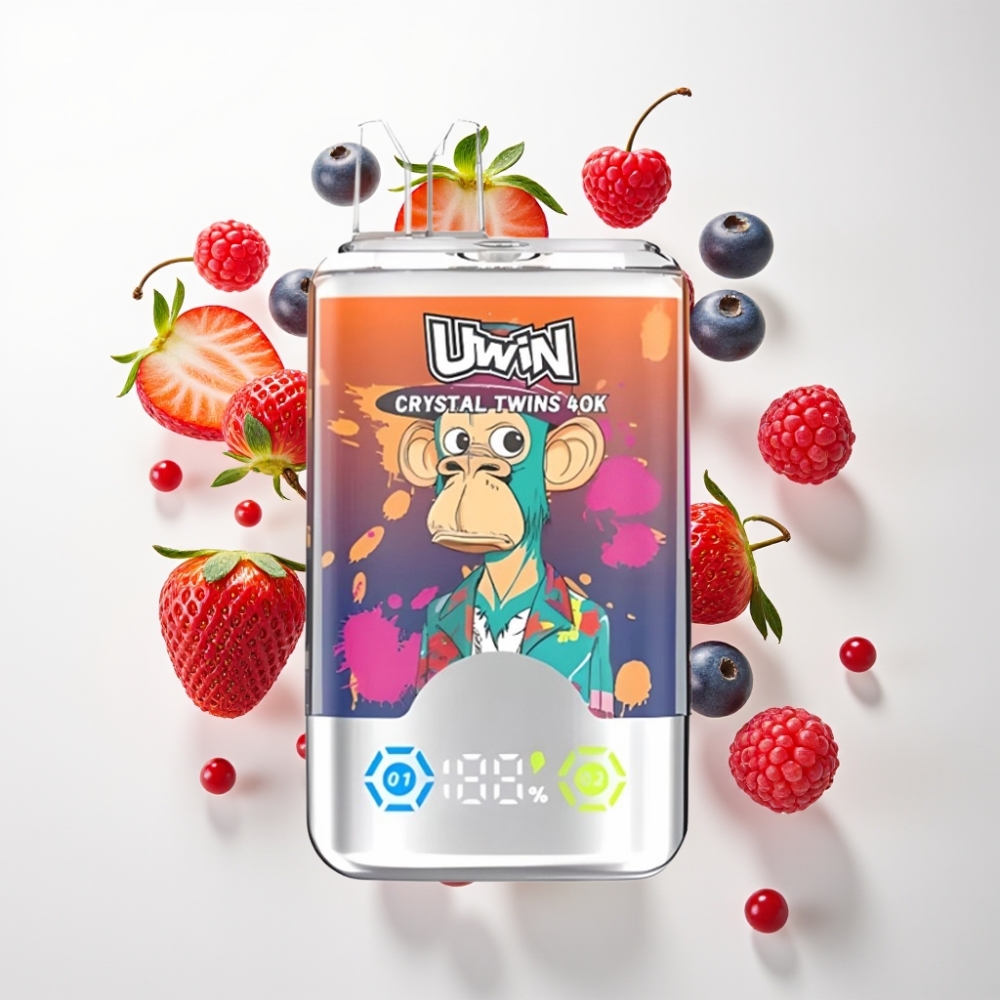 UWIN Crystal Twins 40000 Puffs – Jahoda Malina Trešnja Mr Blue – 2 okusa, 32ml, 850mAh, Type-C