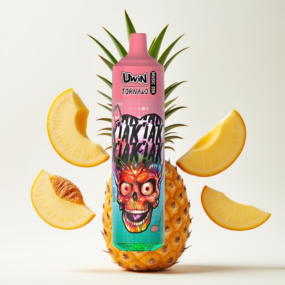 Uwin Tornado 35K Music Disposable Vape Brestasto Mango Ananas – 35K pufova, 5% nikotina, 600mAh, Type-C