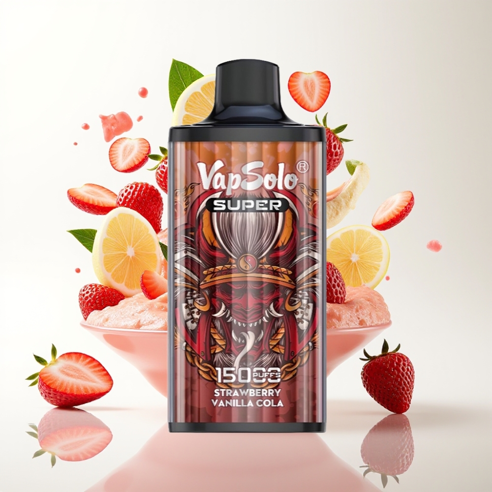 Vapsolo Super 15000 Puffs Jednokratna Vape Jagoda Vanilija Kola – 40ml, 850mAh, Type-C