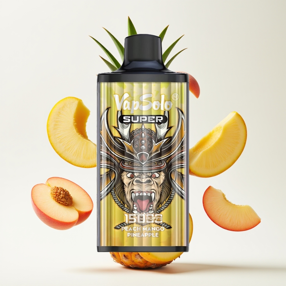 Vapsolo Super 15000 Puffs – Jednokratna e-cigareta (breskva, mango, ananas) – 40ml, 850mAh, Type-C